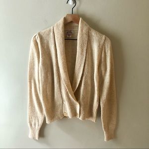 Vintage Cream Shawl Collar Knit Cardigan